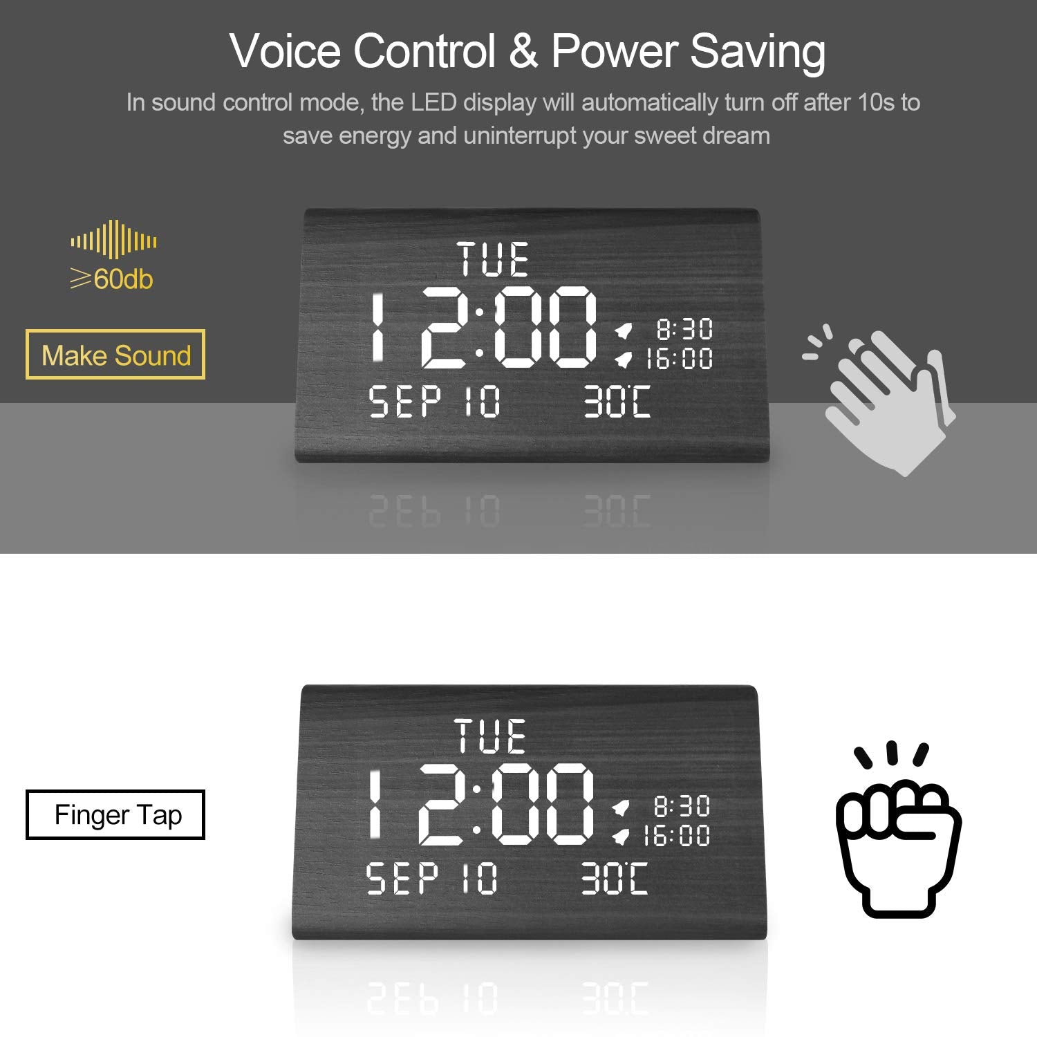 Alarm Clocks with VOICE CONTROL & POWER SAVING