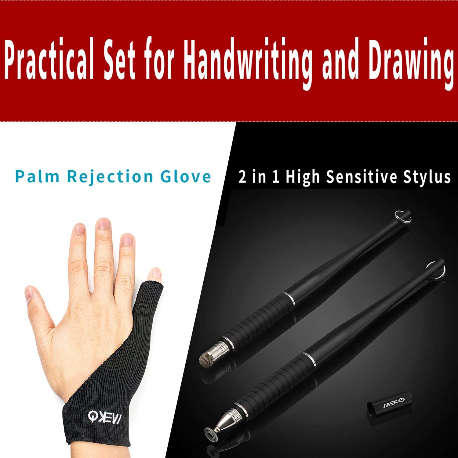 Stylus Pens with Anti-fouling Palm Rejection Artist Glove